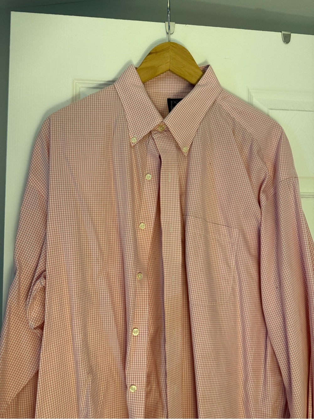 Men's Jos. A. Bank Traveler Button-Down Dress Shirt - Pink Gingham
